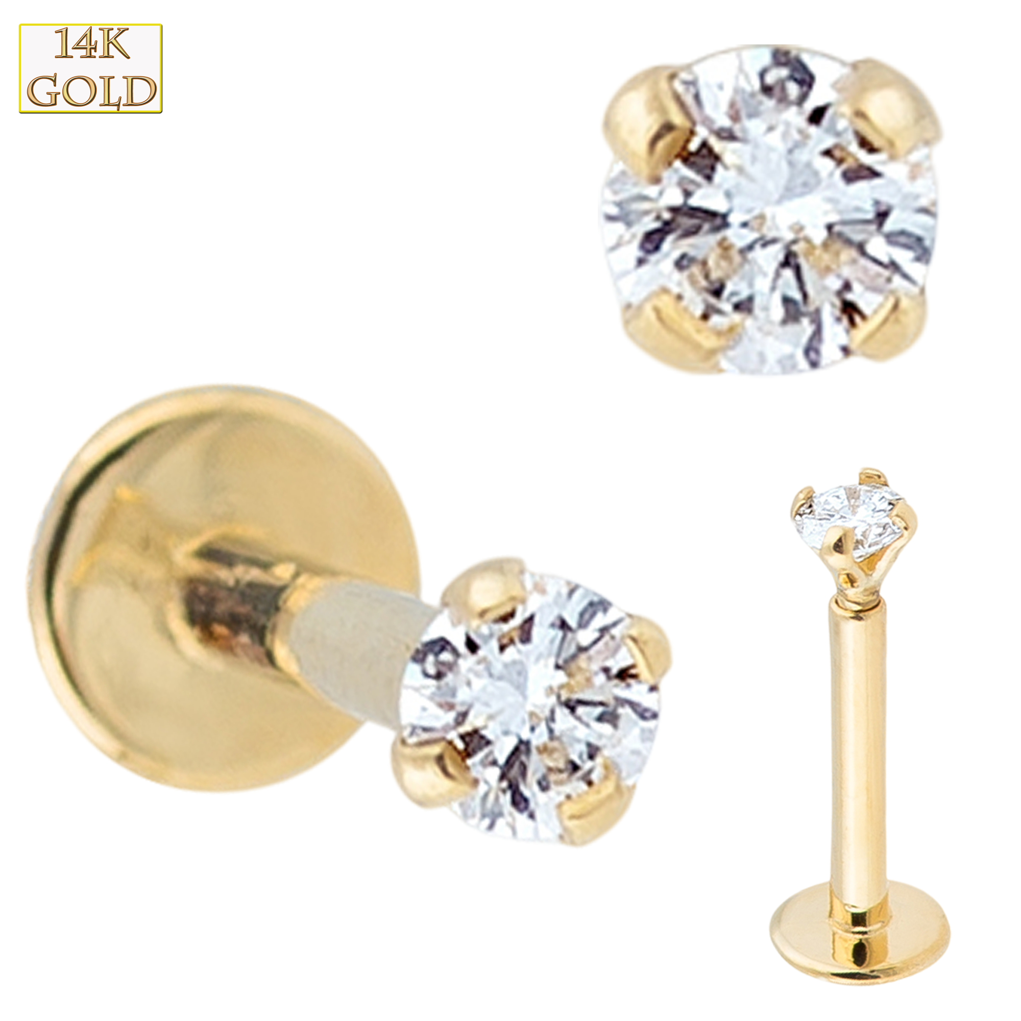 Labrets 14 Karat Gold With It Diamond Piercing King