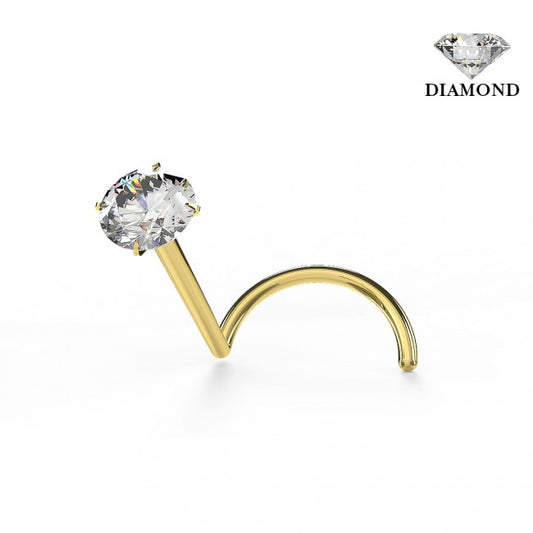 Nose Studs - 14 Karat Gold With Diamond Nose Screw