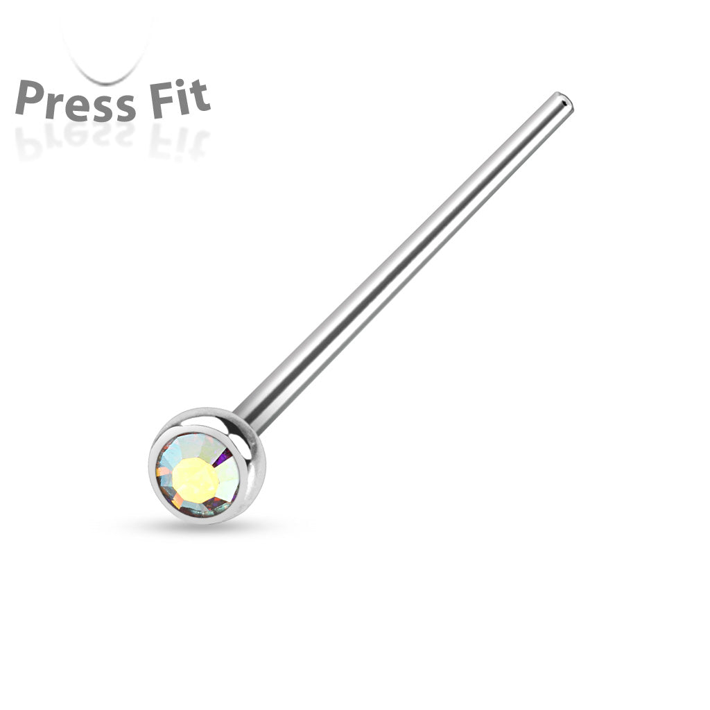 Nose Studs - Fish Tail With Press Set Gem