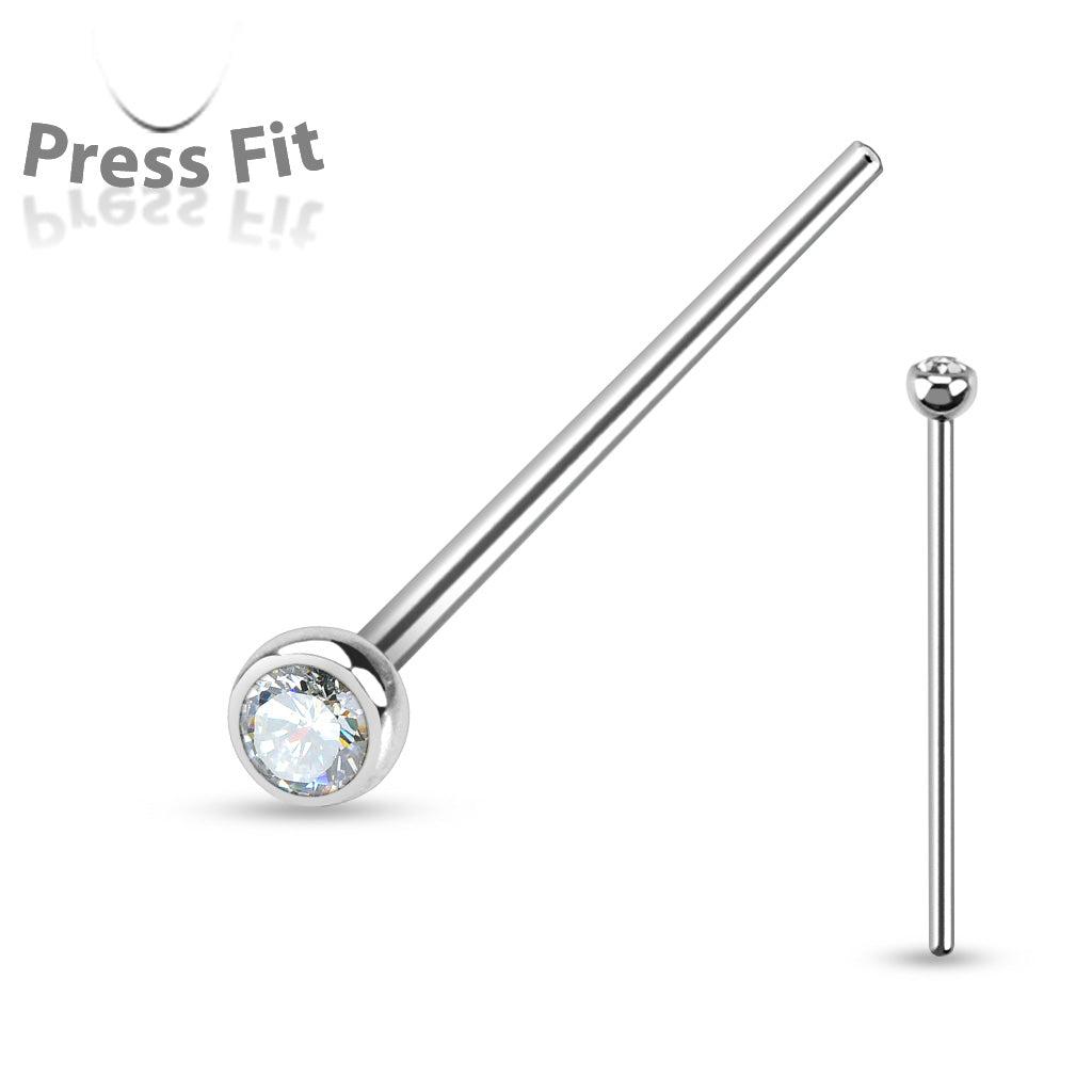 Nose Studs - Fish Tail With Press Set Gem