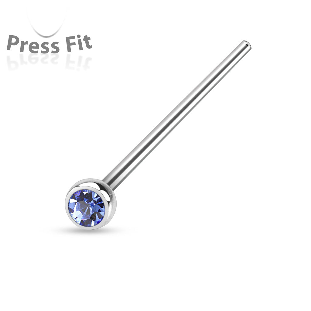 Nose Studs - Fish Tail With Press Set Gem
