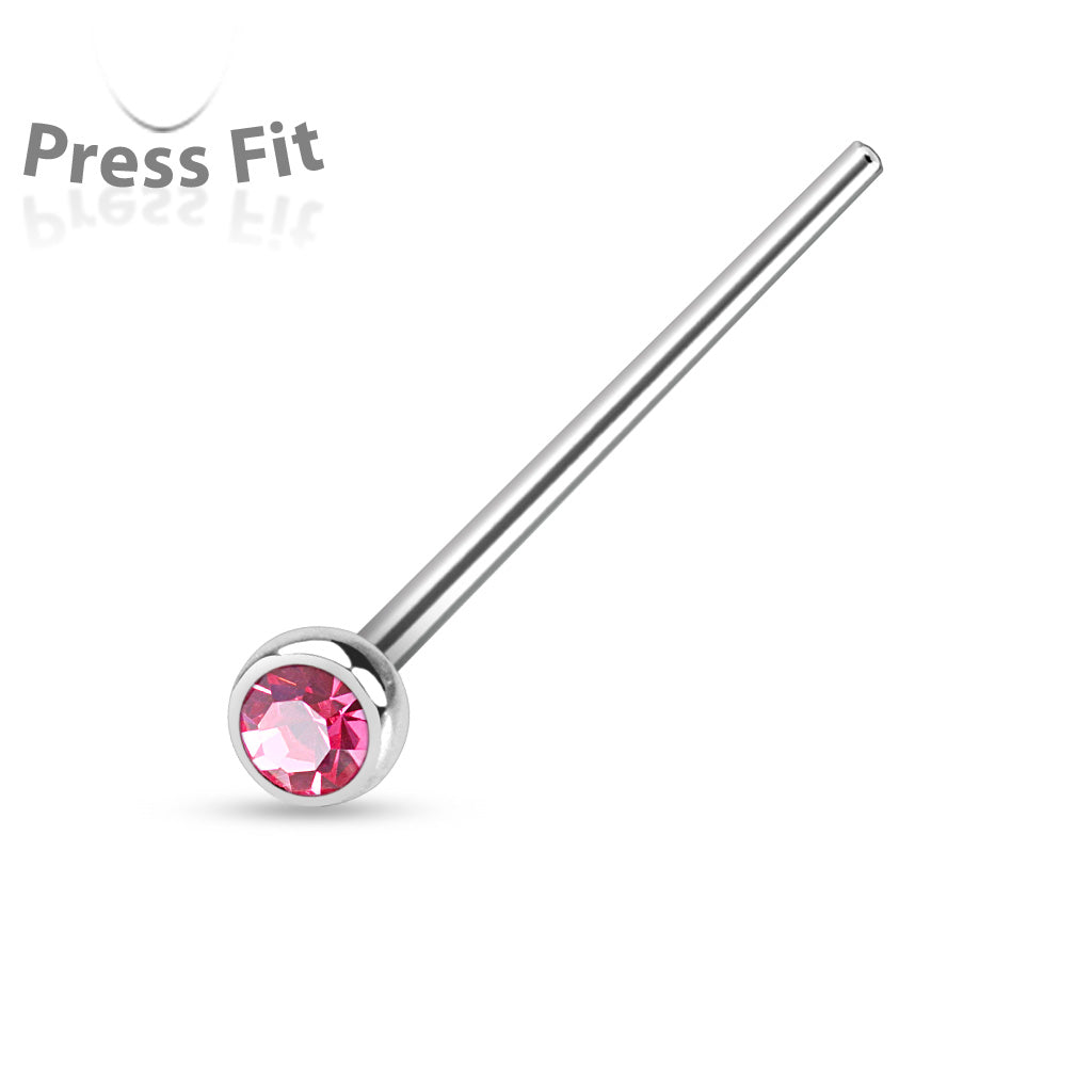 Nose Studs - Fish Tail With Press Set Gem