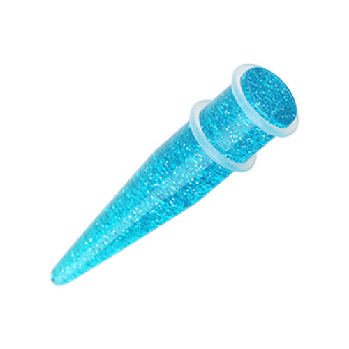 Blue acrylic glitter tapered stretcher.