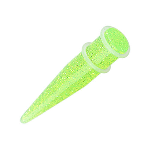 Yellow acrylic glitter tapered stretcher.