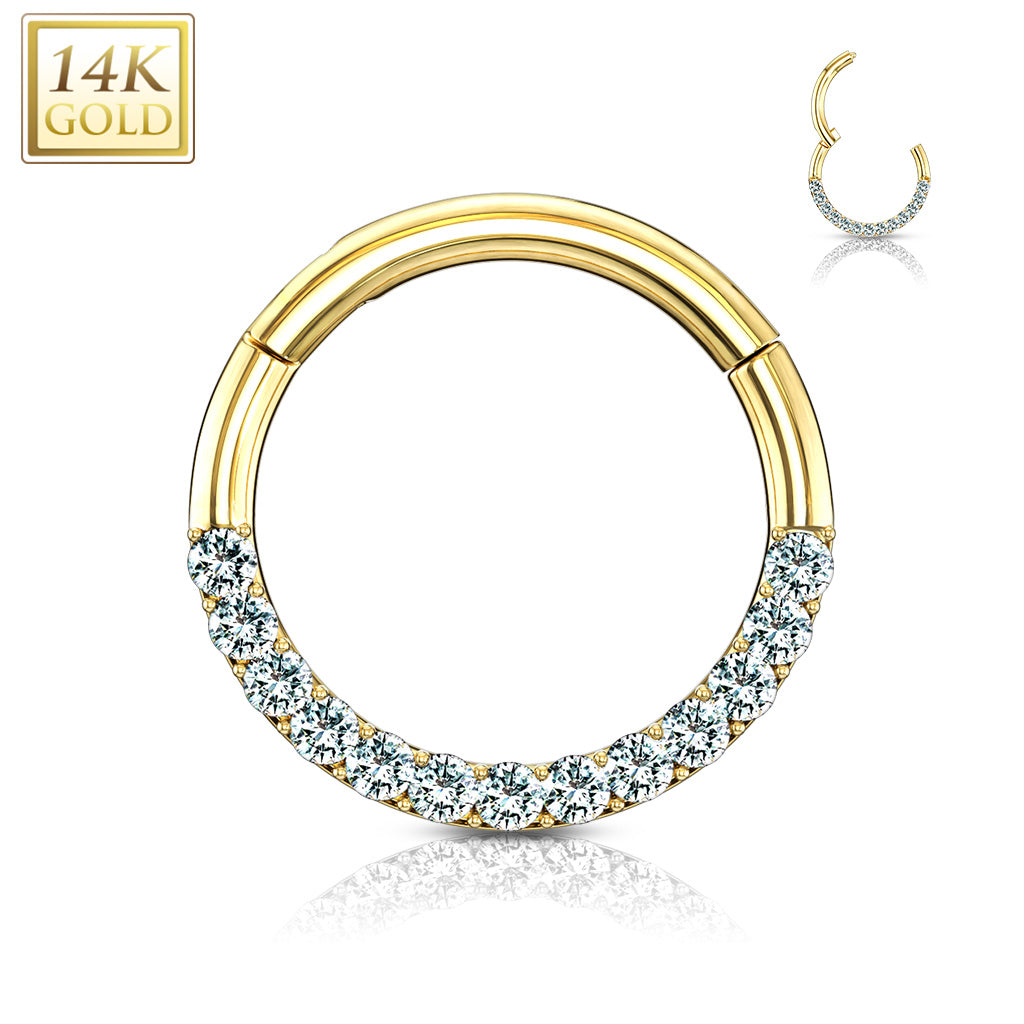 Septum - 14 Karat Gold Jewelled Clicker