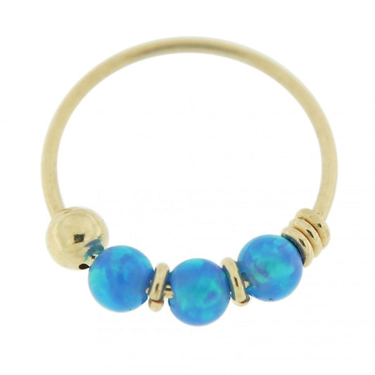 Nose Hoops - 14 Karat Gold With Opal Beads