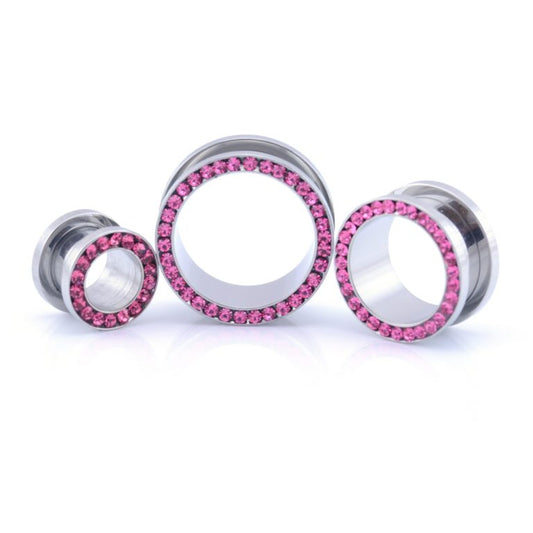 Last Chance Packs - Tunnels / Plugs - Pink Jewelled Tunnels