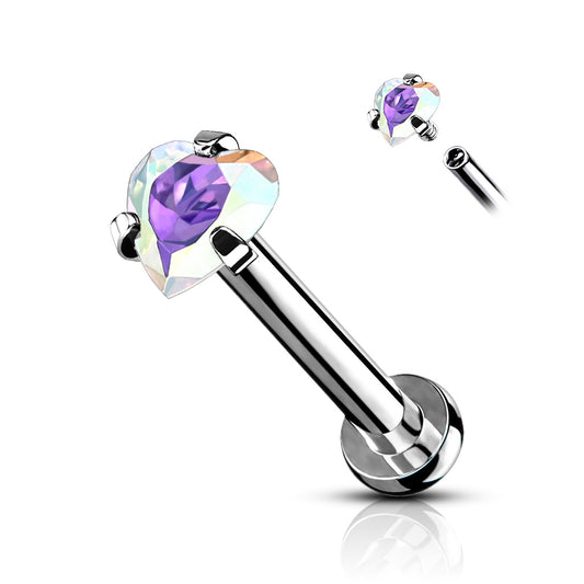 Labrets - IT Prong Set Heart Gem