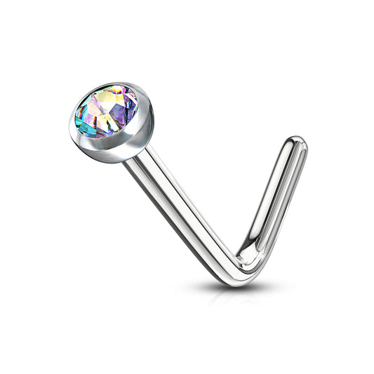 Nose Studs - L Bend With Press Set Gem