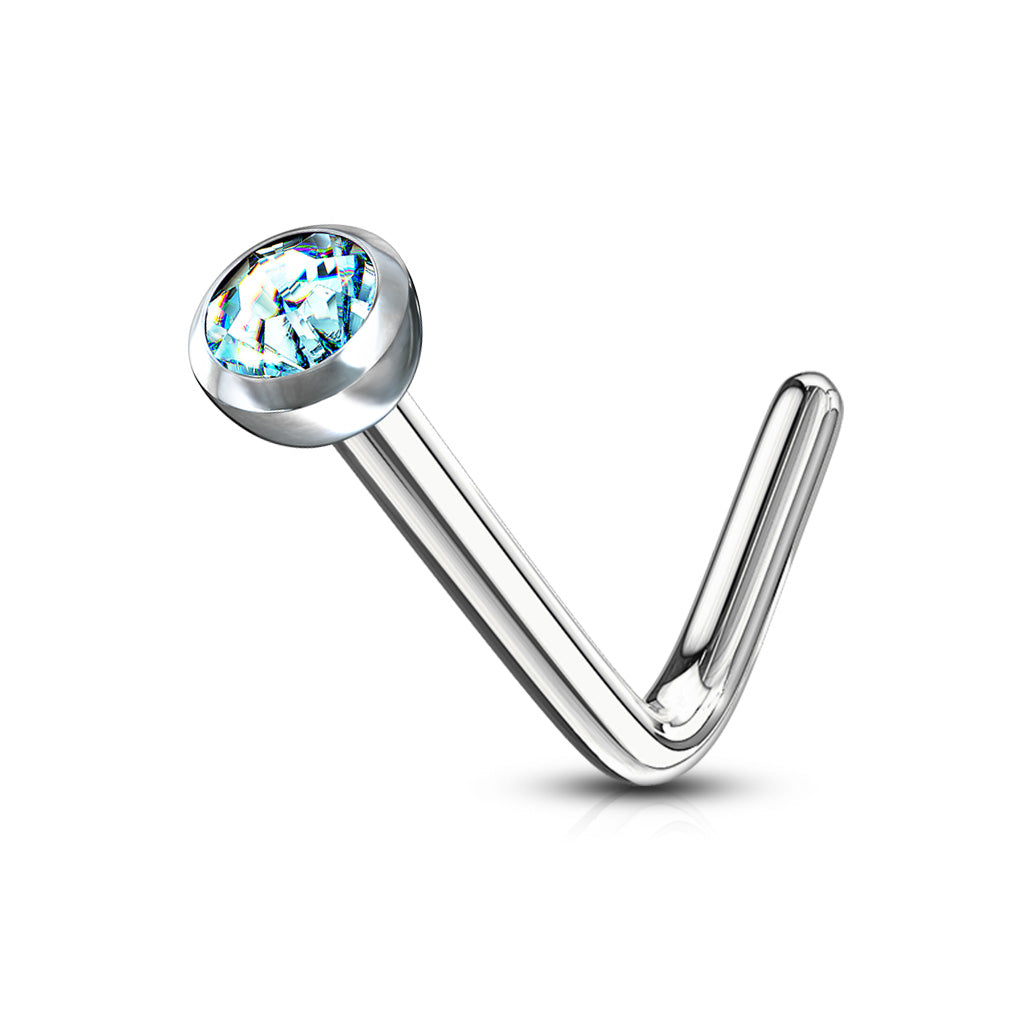 Nose Studs - L Bend With Press Set Gem
