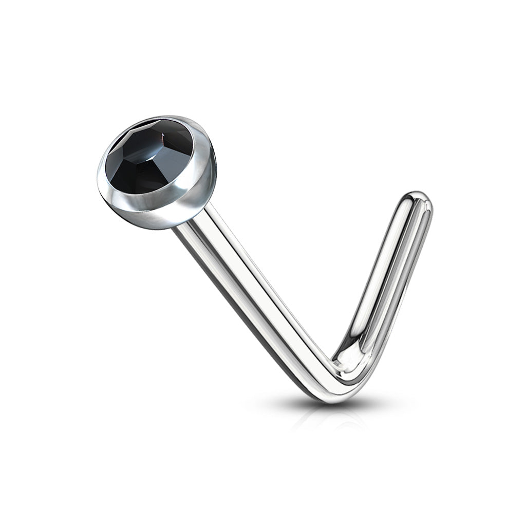 Nose Studs - L Bend With Press Set Gem