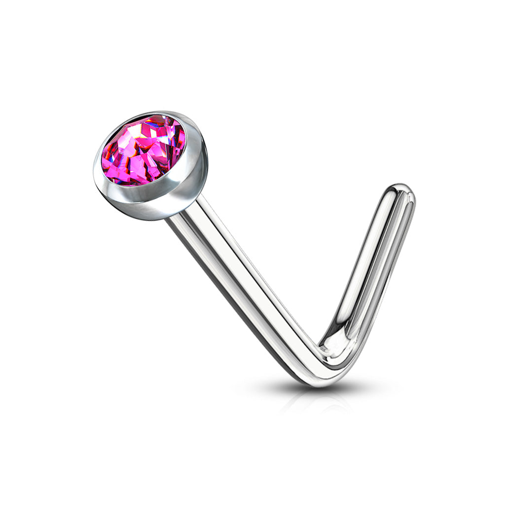 Nose Studs - L Bend With Press Set Gem
