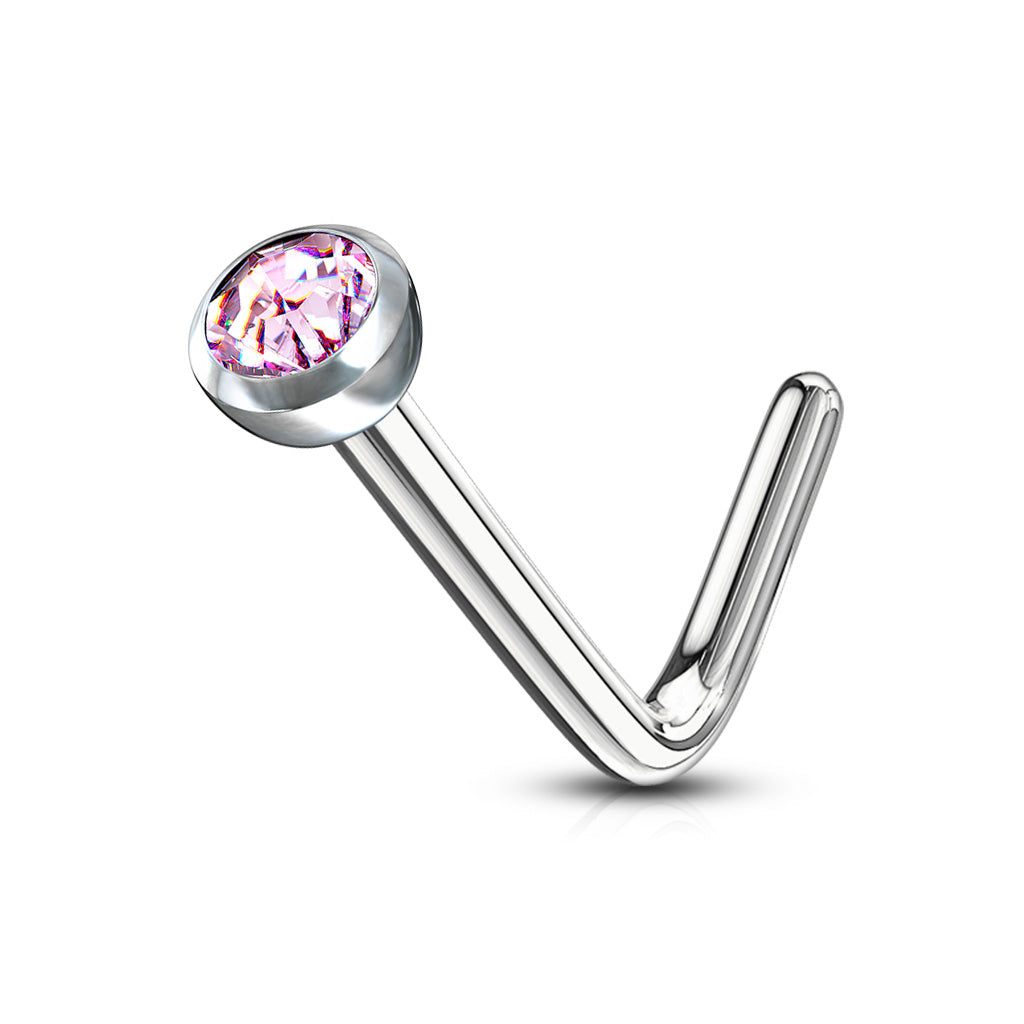 Nose Studs - L Bend With Press Set Gem