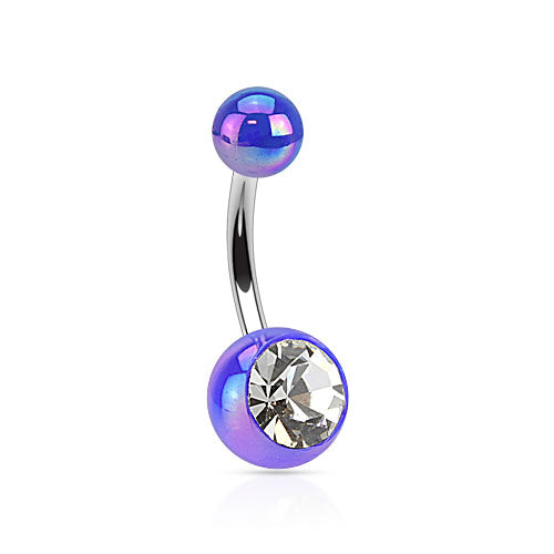 Belly Ring - Metallic Coated Gem