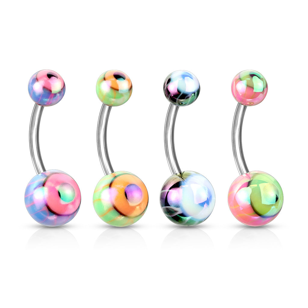 Belly Ring - Metallic Coated Eyeball