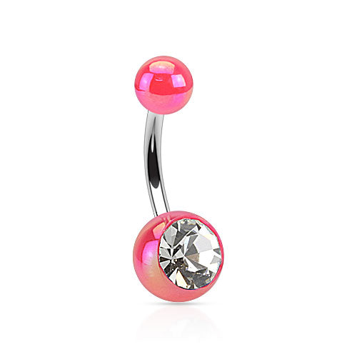Belly Ring - Metallic Coated Gem