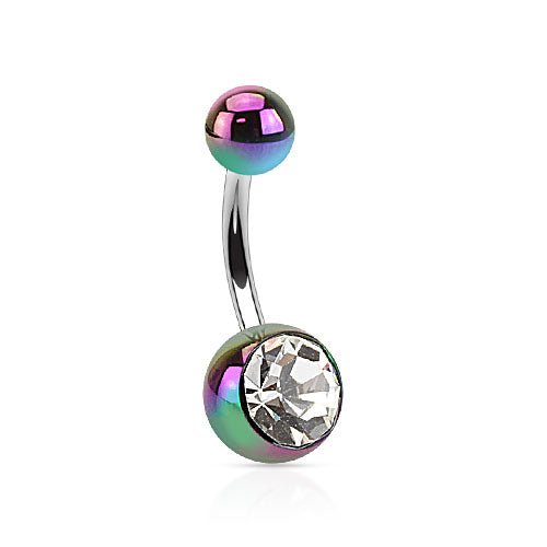 Belly Ring - Metallic Coated Gem