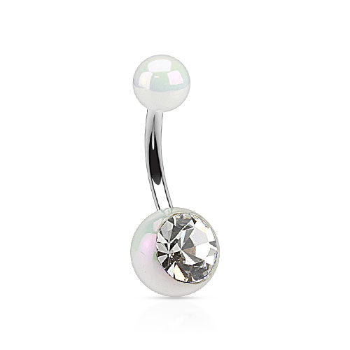 Belly Ring - Metallic Coated Gem