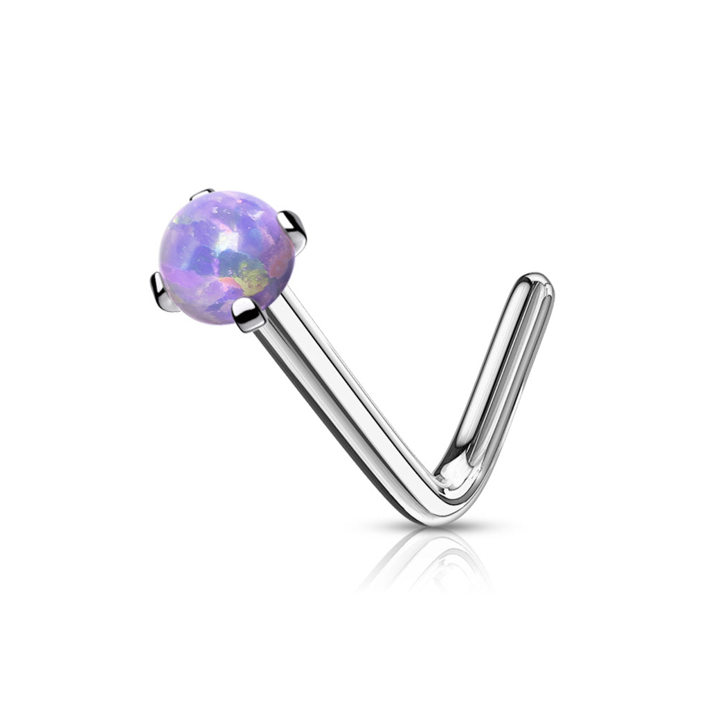 Nose L-Bend - Prong-Set Opal