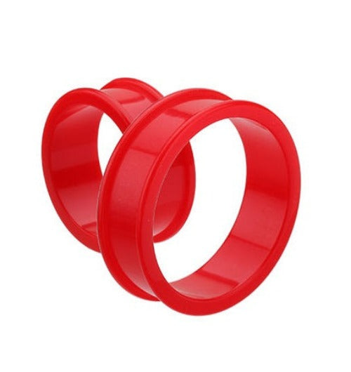 Tunnels / Plugs Pairs -  Supersize Red Acrylic Double Flare