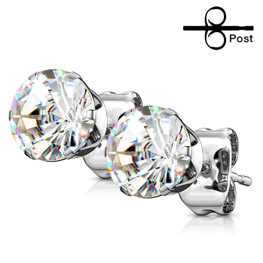 Earrings - Surgical Steel Round Gems 10 PAIR