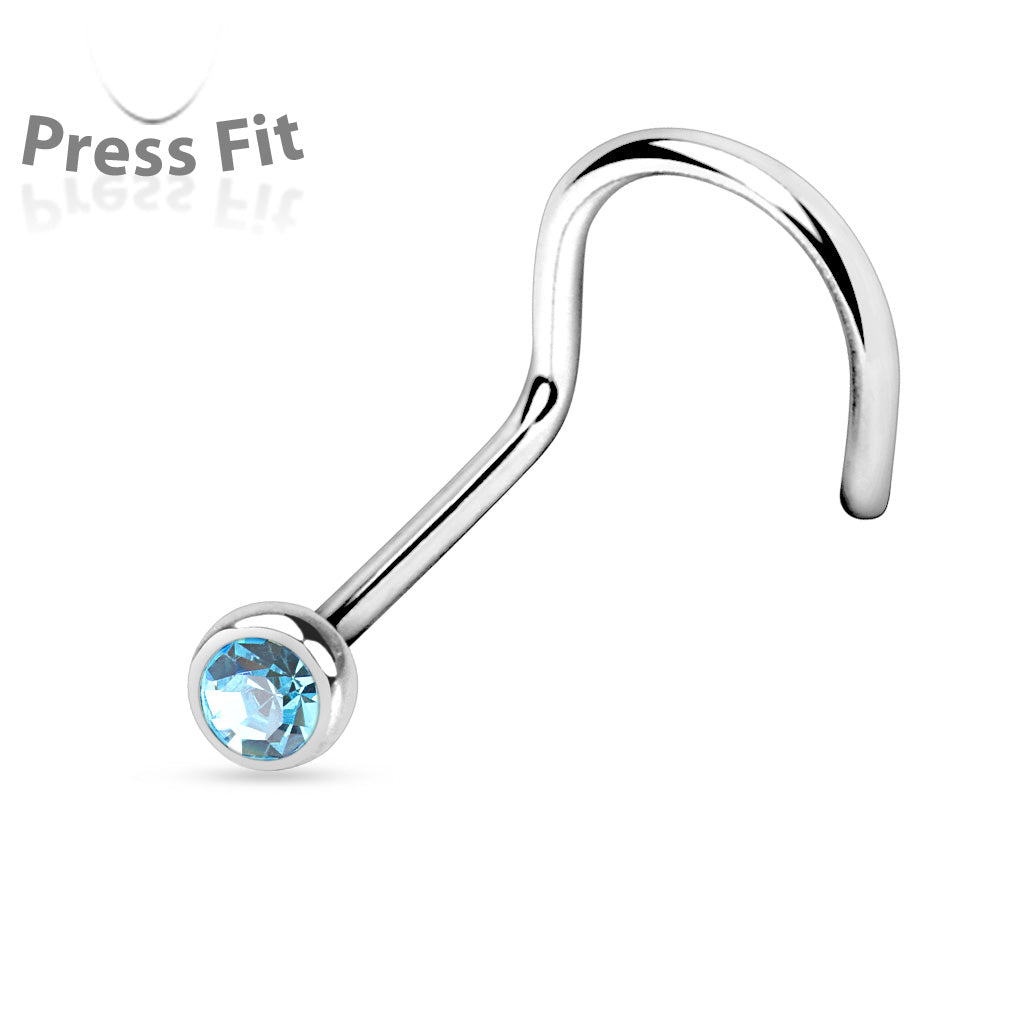 Nose Studs - Nose Screw With Press Set Gem - 18 Gauge