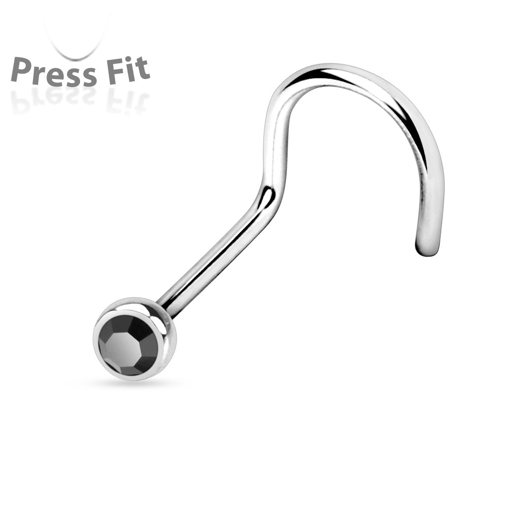 Nose Studs - Nose Screw With Press Set Gem - 20 Gauge