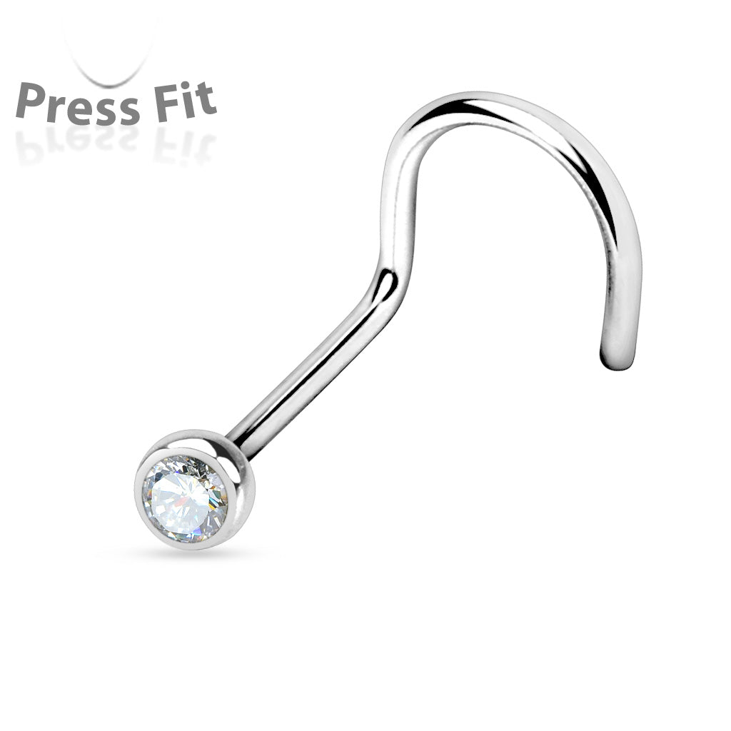 Nose Studs - Nose Screw With Press Set Gem - 18 Gauge