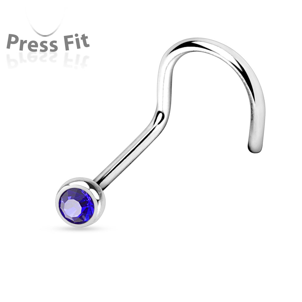 Nose Studs - Nose Screw With Press Set Gem - 20 Gauge