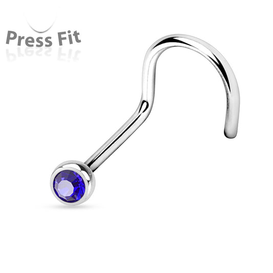 Nose Studs - Nose Screw With Press Set Gem - 18 Gauge