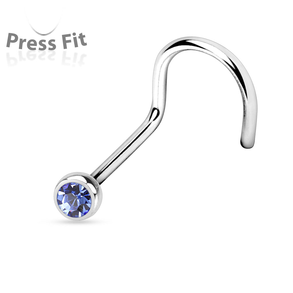 Nose Studs - Nose Screw With Press Set Gem - 18 Gauge