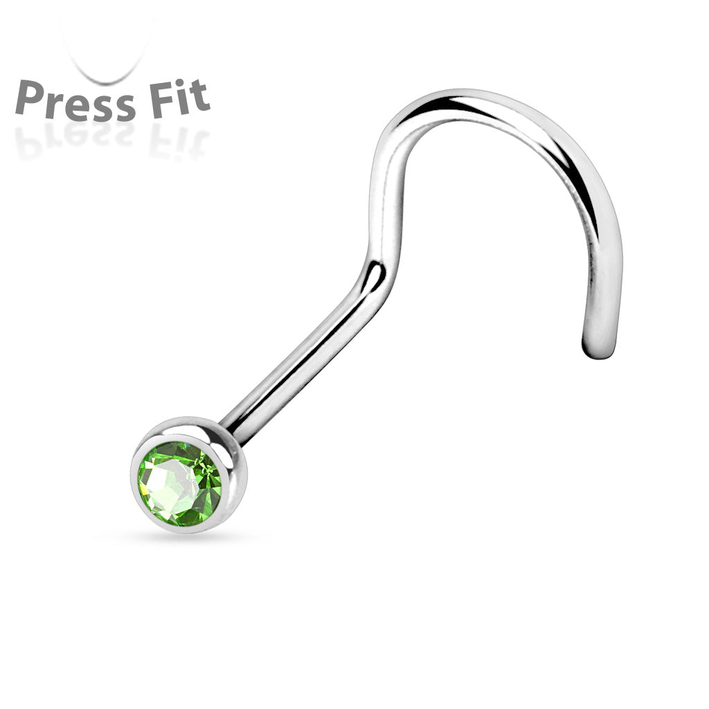 Nose Studs - Nose Screw With Press Set Gem - 20 Gauge