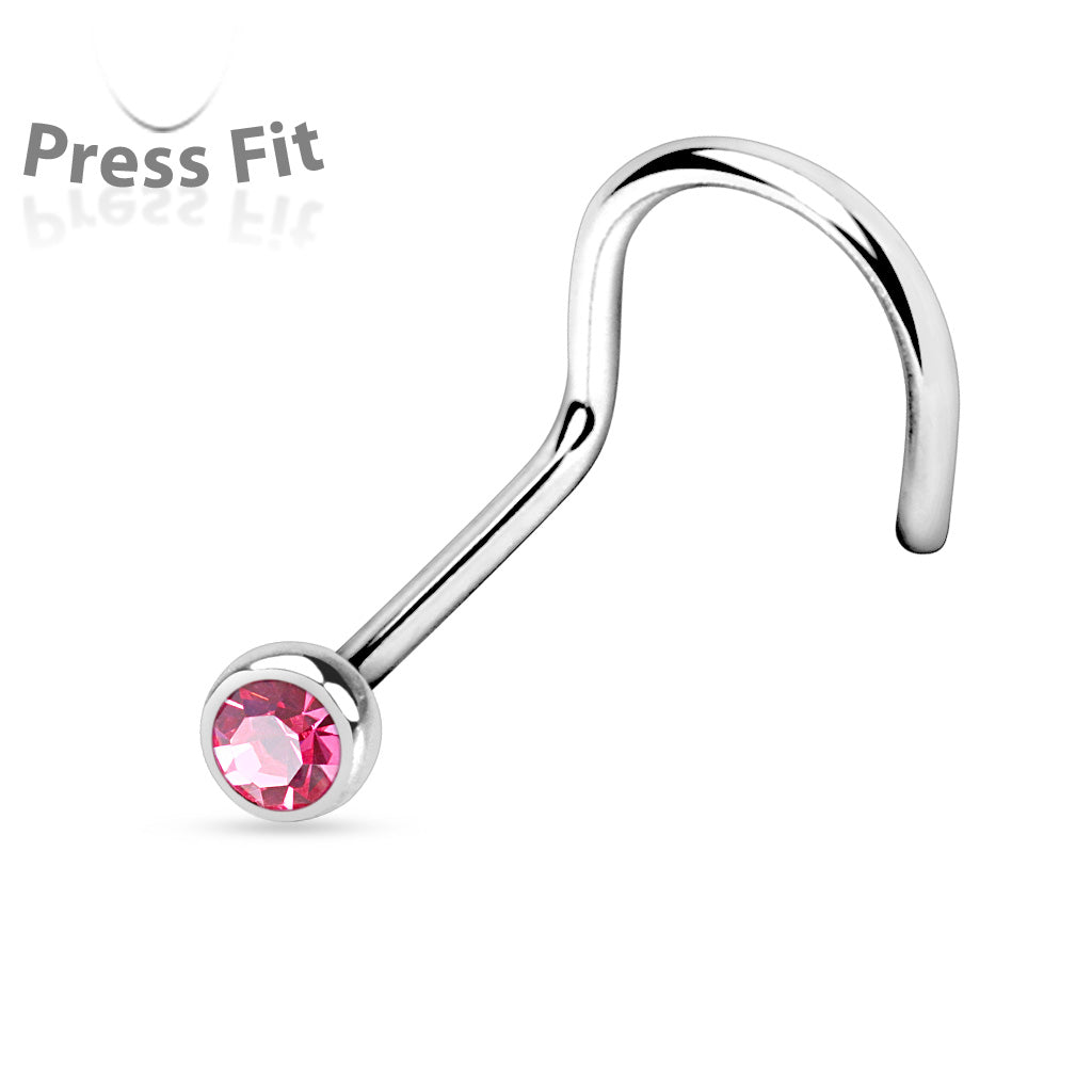 Nose Studs - Nose Screw With Press Set Gem - 20 Gauge