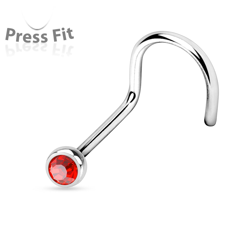 Nose Studs - Nose Screw With Press Set Gem - 18 Gauge