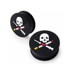 LAST CHANCE PACKS - Tunnels / Plugs - Silicone Skull And Crossbones