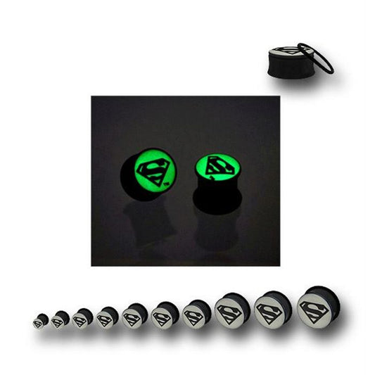 Tunnels / Plugs Pairs - Superman Glow-in-Dark Plugs