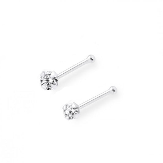 Nose Studs - White Gold With Diamond Nose Bone