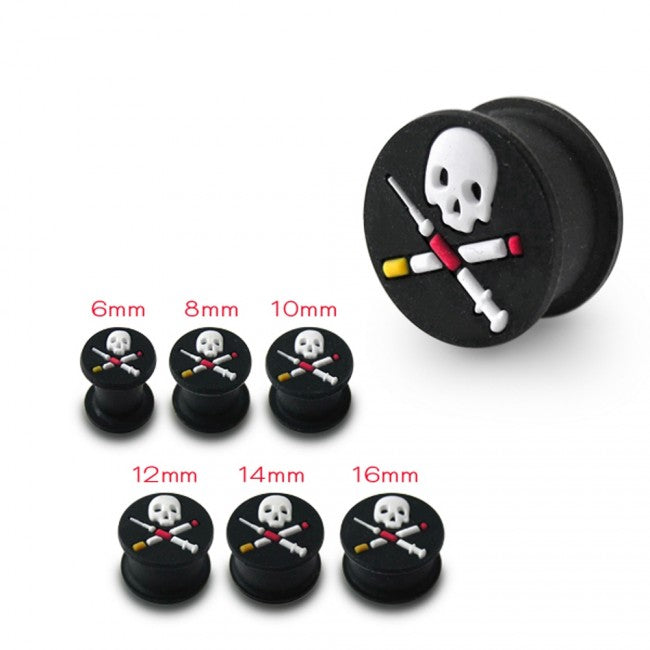 LAST CHANCE PACKS - Tunnels / Plugs - Silicone Skull And Crossbones
