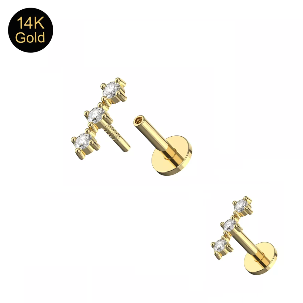 Labrets - 14 Karat Gold IT Triple Gem