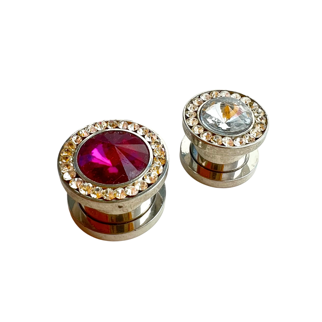 Tunnels / Plugs - Surgical Steel With Center Gem