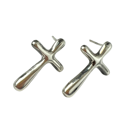 Earrings - Silver Cross