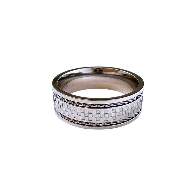 Rings - Etched Checker Design Band