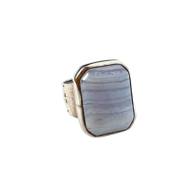 Rings - Light Blue Striped Gemstone