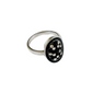 Sterling silver ring with black and clear cubic zirconias.