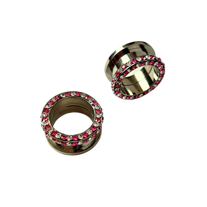 Tunnels / Plugs Pairs - Double Row Jewelled Tunnels