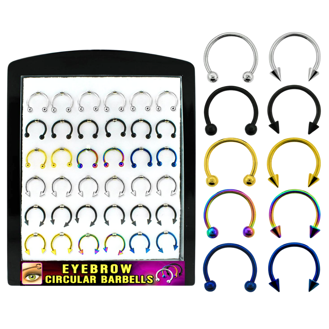 Display of 36 Circular Barbells