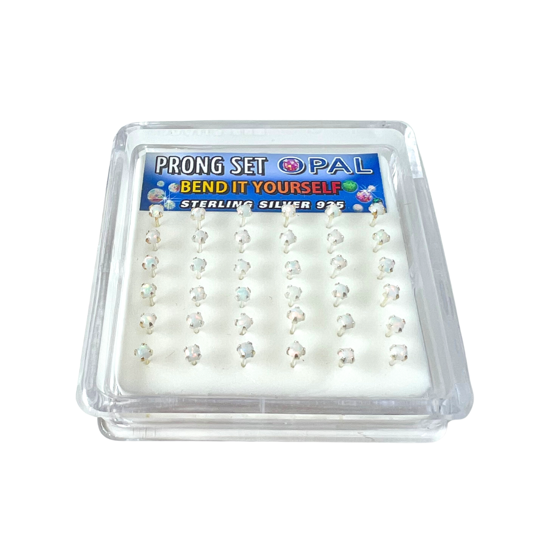 Nose Studs - 36 Pack With Glitter Opal