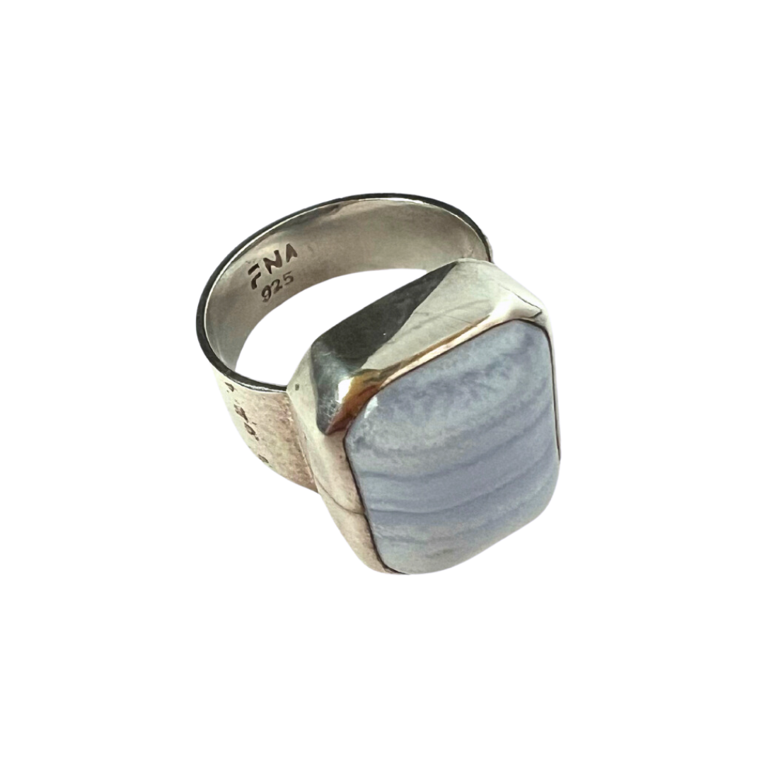 Rings - Light Blue Striped Gemstone