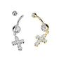 Belly Ring - 6 CZ Cross