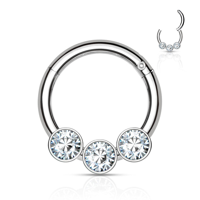 Segment Ring - 3 Clear Gems